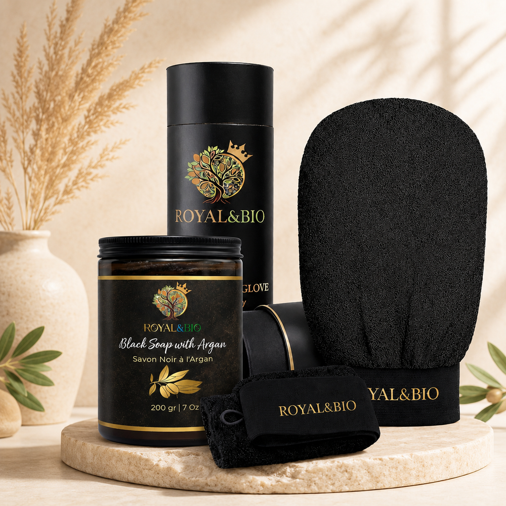 Royal Hammam Duo | Black Soap + Exfoliating Glove — ROYAL&BIO
