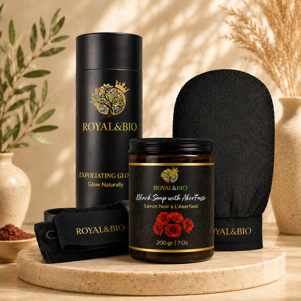 Royal Hammam Duo | Black Soap + Exfoliating Glove — ROYAL&BIO