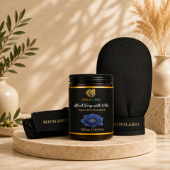 Royal Hammam Duo | Black Soap + Exfoliating Glove — ROYAL&BIO