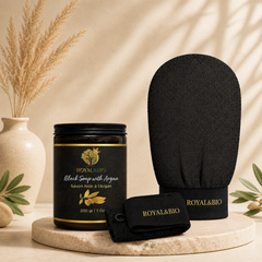 Royal Hammam Duo | Black Soap + Exfoliating Glove — ROYAL&BIO